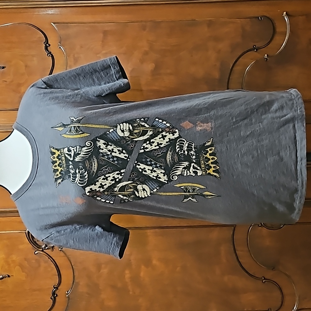 Lucky Brand Graphic T-shirt 100% Cotton Skull King Crew Neck  Gray Black Sz S